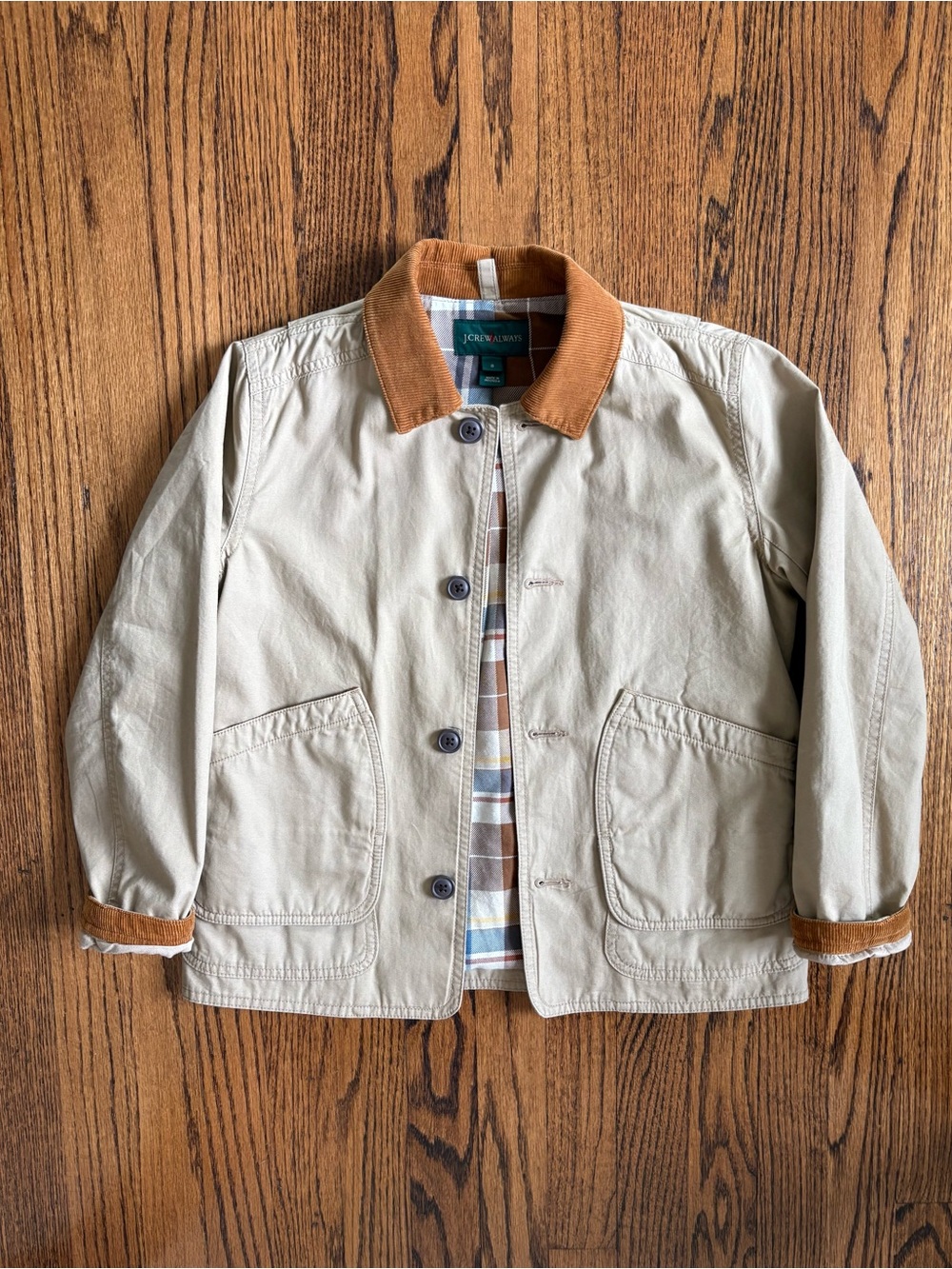 J. Crew Kids Tan Jacket with Brown Corduroy Collar
